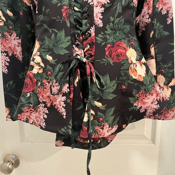 Pinup Couture Mariette Peplum Jacket In Dark Bella Roses Gabardine - Med - NWT - Picture 11 of 14